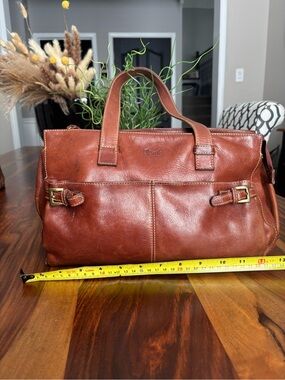 Opale genuine Italian Leather hand tote in Cognac Brown